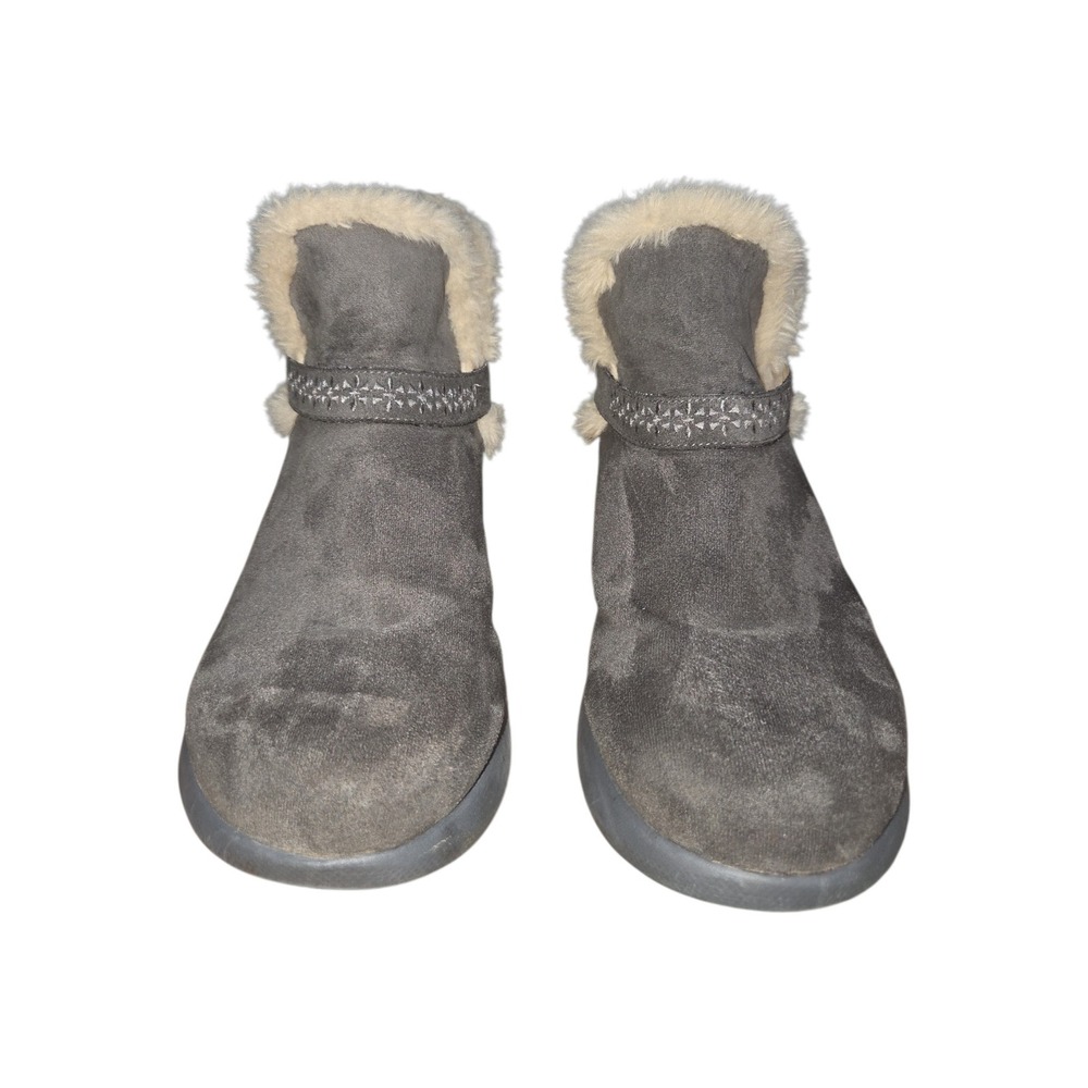 JBU Ankle Boots Women 10 Grey Nordic Faux Fur Trim Memory Foam B1NRD19